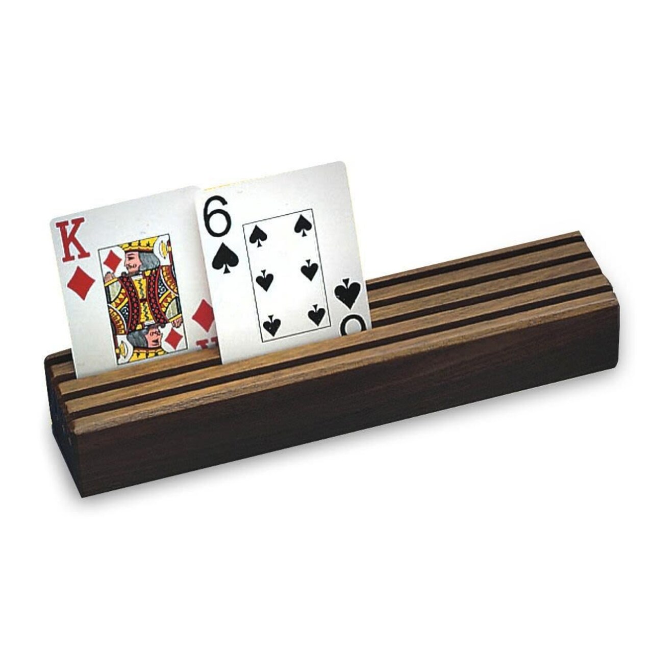 S&S Worldwide Wooden Card Holder. Perfect for Seniors or Those with Limited Dexterity. Solid Wood, 9" L x 1-7/8" W x 1-1/2" Thick with 4 Slots.